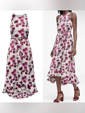 Banana Republic Floral Fit and Flare Maxi Dress Purple Poppy